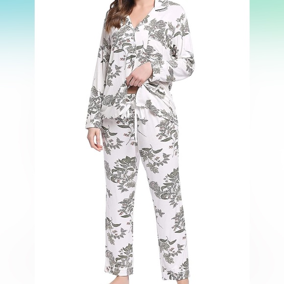 NWT-Joyaria Women Bamboo Super Soft Comfy Long Sleeve Button Down Pajama Set - Picture 8 of 11